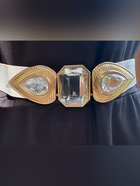 Killer Vintage Emmanuel Jeweled Belt Canada Massive Gems with Gold Art Deco Sm